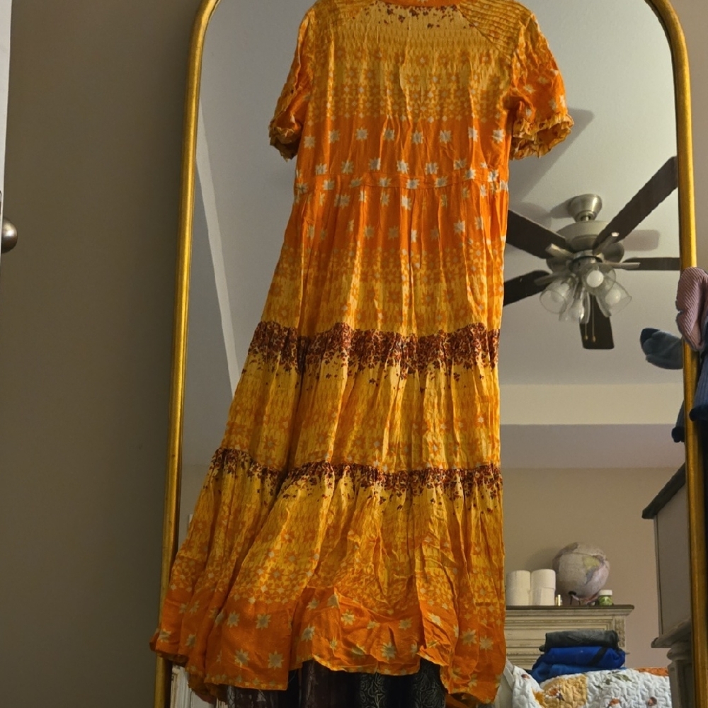 Free People Orange and Brown Maxi Dress